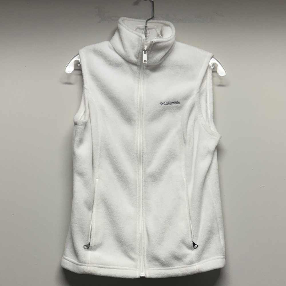 Columbia White Fleece Zip-Up Vest